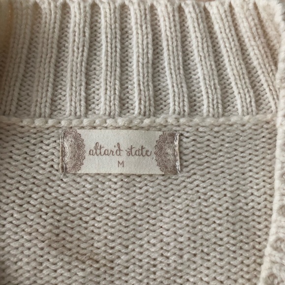 Altar'd State Cream Crew Neck Sweater with Textured Knit - Picture 4 of 7